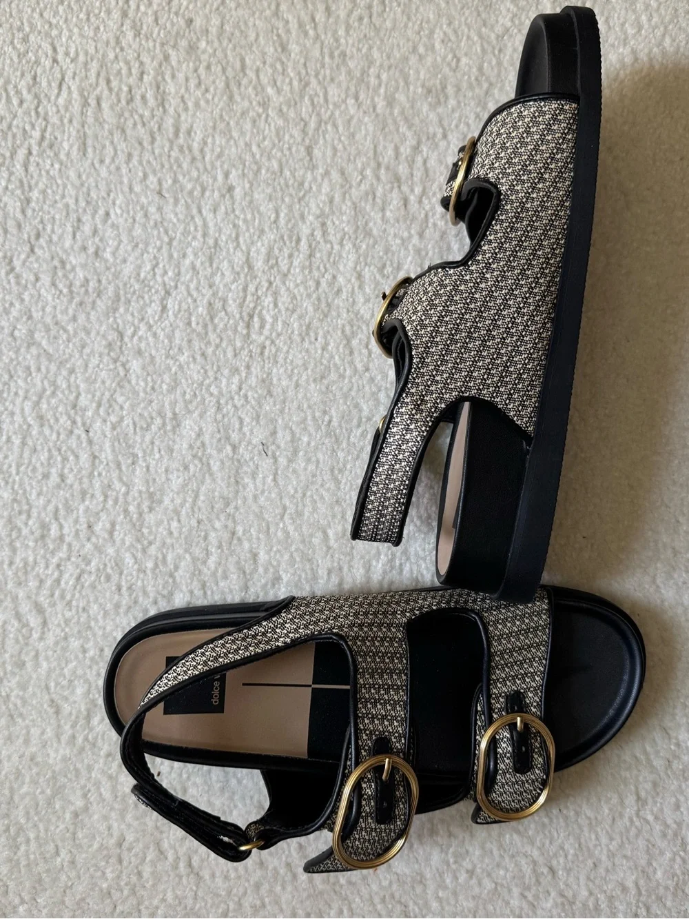 Dolce Vita Starla Black Tweed Multi-Woven Buckle Sandals-NWOT-9.5 Medium